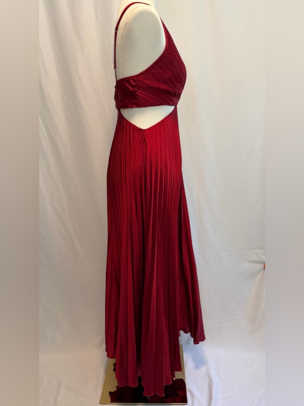 Abercrombie Giselle Red Maxi Dress Size S Cut Out Pleated Romantic Wedding Guest - Picture 4 of 7